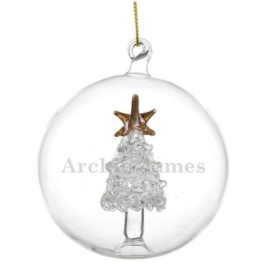 (image for) Personalised Name Only Christmas Tree Glass Bauble