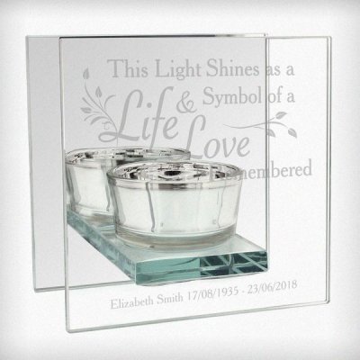 (image for) Personalised Life & Love Mirrored Glass Tea Light Holder