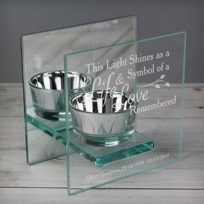 (image for) Personalised Life & Love Mirrored Glass Tea Light Holder