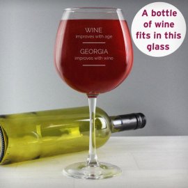 (image for) Personalised 'Wine Improves with Age' Bottle of Wine Glass