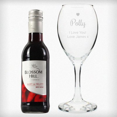 (image for) Personalised Red Wine & Heart Wine Glass Set