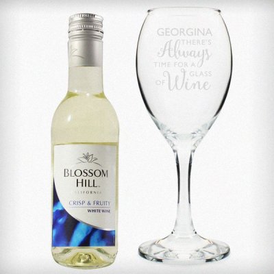 (image for) Personalised White Wine & 'Always Time for Wine' Glass Set