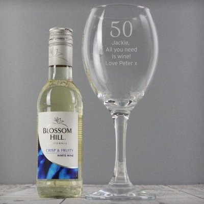 (image for) Personalised White Wine & Big Age Wine Glass Set