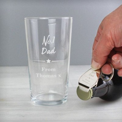(image for) Personalised No.1 Pint glass & Bottle Opener Set