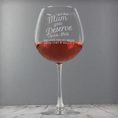 (image for) Personalised 'Mum You Deserve This' Gin Balloon Glass