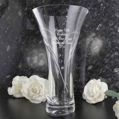 (image for) Personalised Large Hand Cut Diamante Heart Vase