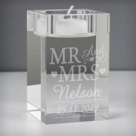 (image for) Personalised Mr & Mrs Tea Light Candle Holder