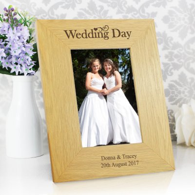 (image for) Personalised Wedding Day 6x4 Wooden Photo Frame