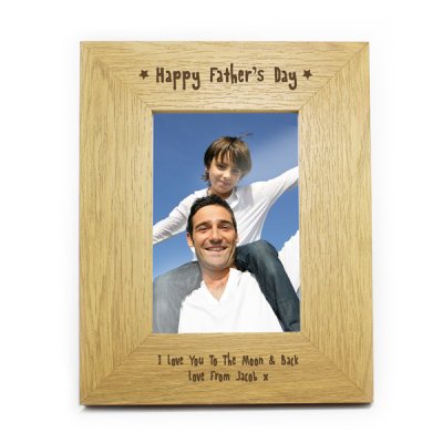 (image for) Personalised 6x4 Happy Fathers Day Wooden Photo Frame