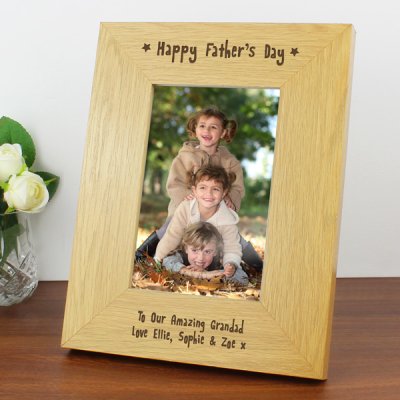 (image for) Personalised 6x4 Happy Fathers Day Wooden Photo Frame