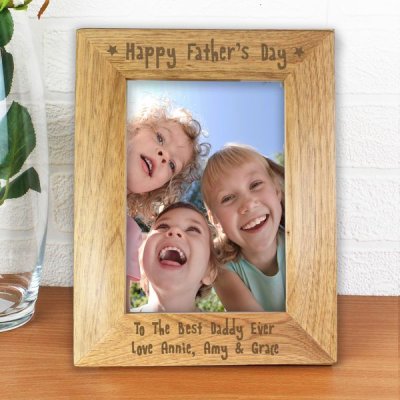 (image for) Personalised 5x7 Happy Fathers Day Wooden Photo Frame