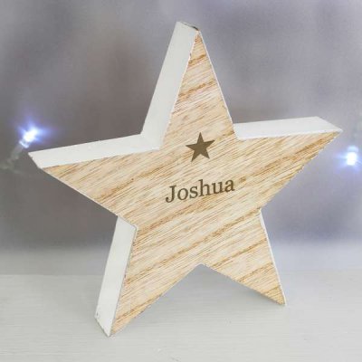 (image for) Personalised Any Name Rustic Wooden Star Decoration