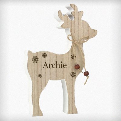 (image for) Personalised Any Name Rustic Wooden Reindeer Decoration