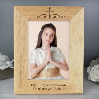 (image for) Personalised Religious Swirl 5x7 Wooden Photo Frame