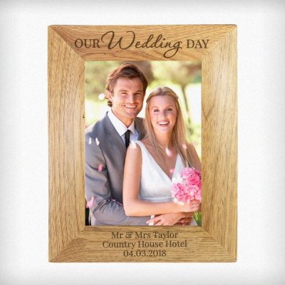 (image for) Personalised 'Our Wedding Day' Wooden 5x7 Photo Frame