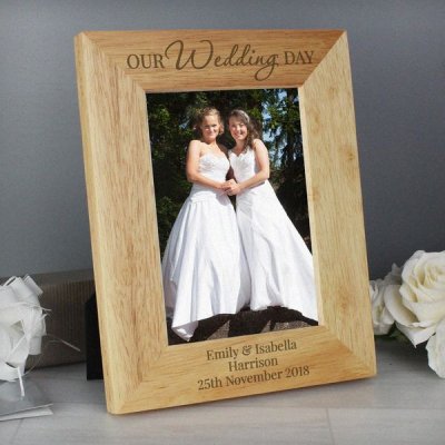 (image for) Personalised 'Our Wedding Day' Wooden 5x7 Photo Frame