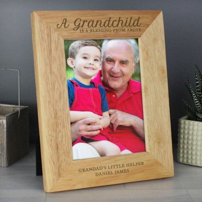 (image for) Personalised 'A Grandchild is a Blessing' 5x7 Wooden Photo Frame