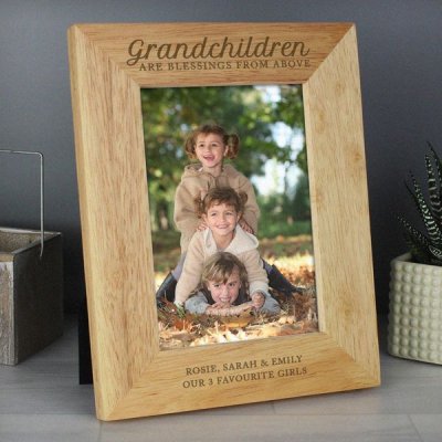 (image for) Personalised 'Grandchildren are a Blessing' 5x7 Wooden Photo Fra