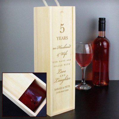 (image for) Personalised Anniversary Wooden Wine Bottle Box