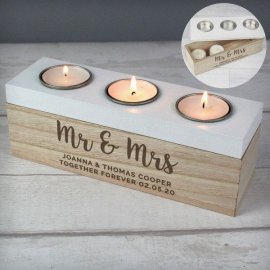 (image for) Personalised Married Couple Triple Tea Light Box