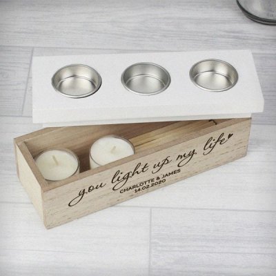 (image for) Personalised You Light Up My Life Triple Tea Light Box