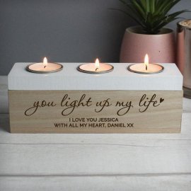 (image for) Personalised You Light Up My Life Triple Tea Light Box