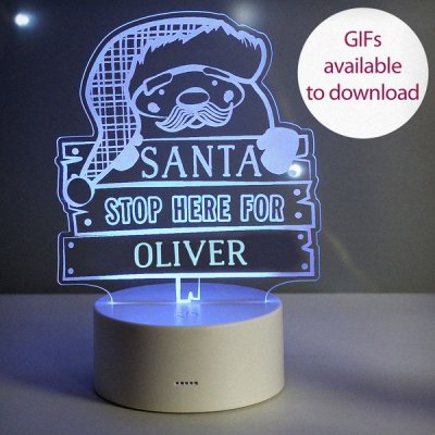 (image for) Personalised Santa Stop Here LED Colour Changing Night Light