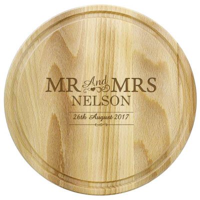 (image for) Personalised Mr & Mrs Round Chopping Board