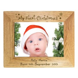 (image for) Personalised My First Christmas 5x7 Wooden Photo Frame