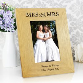 (image for) Personalised 6x4 Mrs & Mrs Wooden Photo Frame