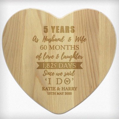 (image for) Personalised 5th Anniversary Heart Chopping Board