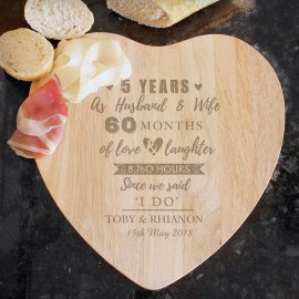 (image for) Personalised 5th Anniversary Heart Chopping Board