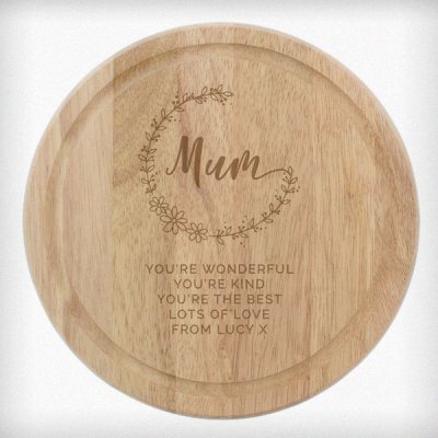 (image for) Personalised Mum Round Wooden Chopping Heart