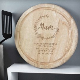 (image for) Personalised Mum Round Wooden Chopping Heart