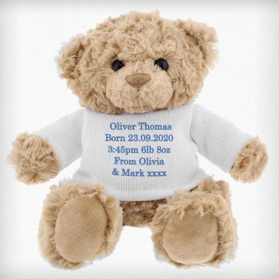 (image for) Personalised Blue Teddy Message Bear
