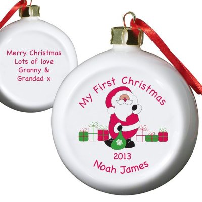 (image for) Personalised Santa with Presents Bauble