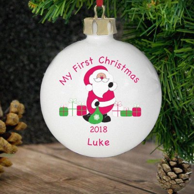 (image for) Personalised Santa with Presents Bauble