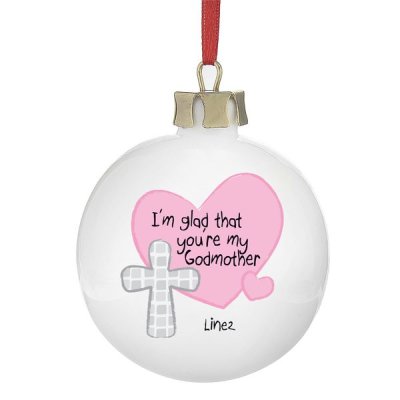 (image for) Personalised Godmother Bauble Pink