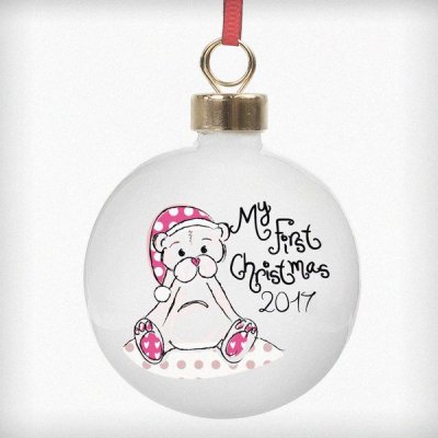 (image for) Personalised Cute Teddy My 1st Xmas Bauble