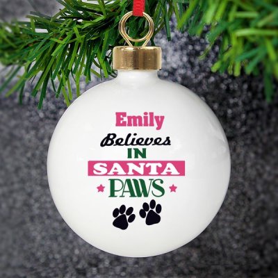 (image for) Personalised Santa Paws Bauble