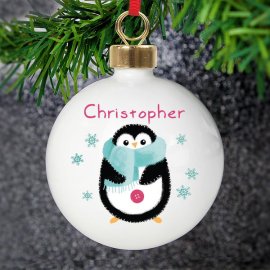 (image for) Personalised Felt Stitch Penguin Bauble