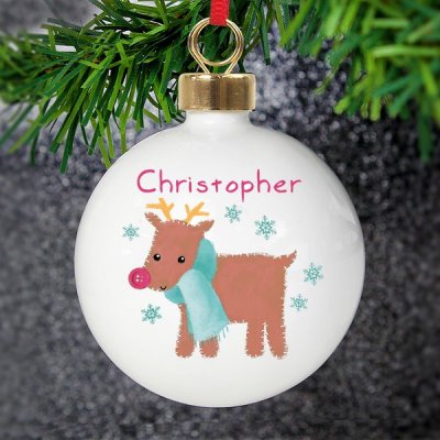 (image for) Personalised Felt Stitch Reindeer Bauble
