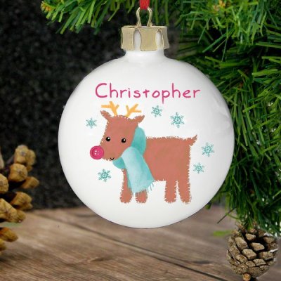 (image for) Personalised Felt Stitch Reindeer Bauble