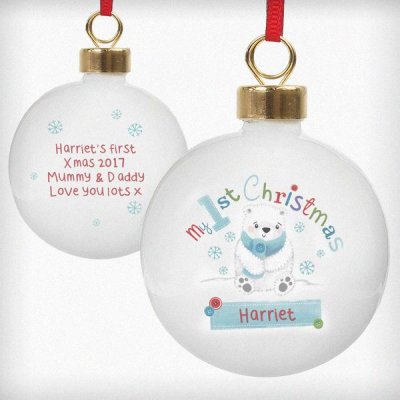 (image for) Personalised Polar Bear My 1st Chistmas Bauble