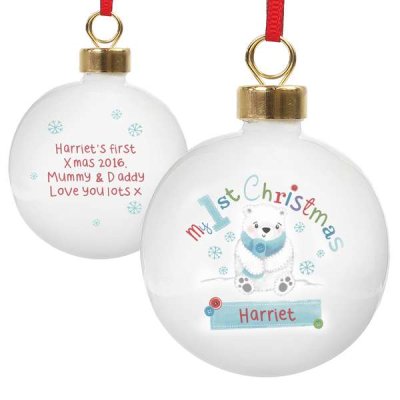 (image for) Personalised Polar Bear My 1st Chistmas Bauble
