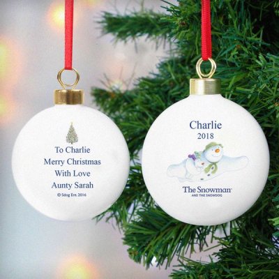 (image for) Personalised The Snowman and the Snowdog Flying Bauble