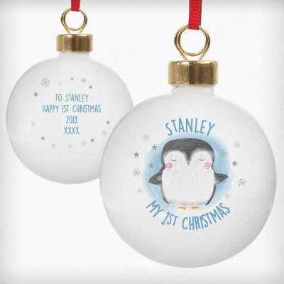 (image for) Personalised 1st Christmas Penguin Bauble