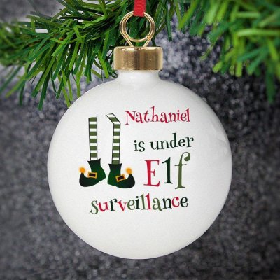 (image for) Personalised Elf Surveillance Bauble