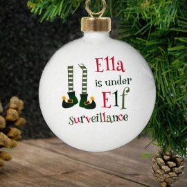 (image for) Personalised Elf Surveillance Bauble