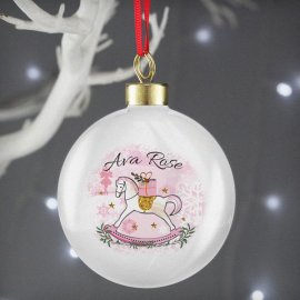 (image for) Personalised Pink Rocking Horse Bauble